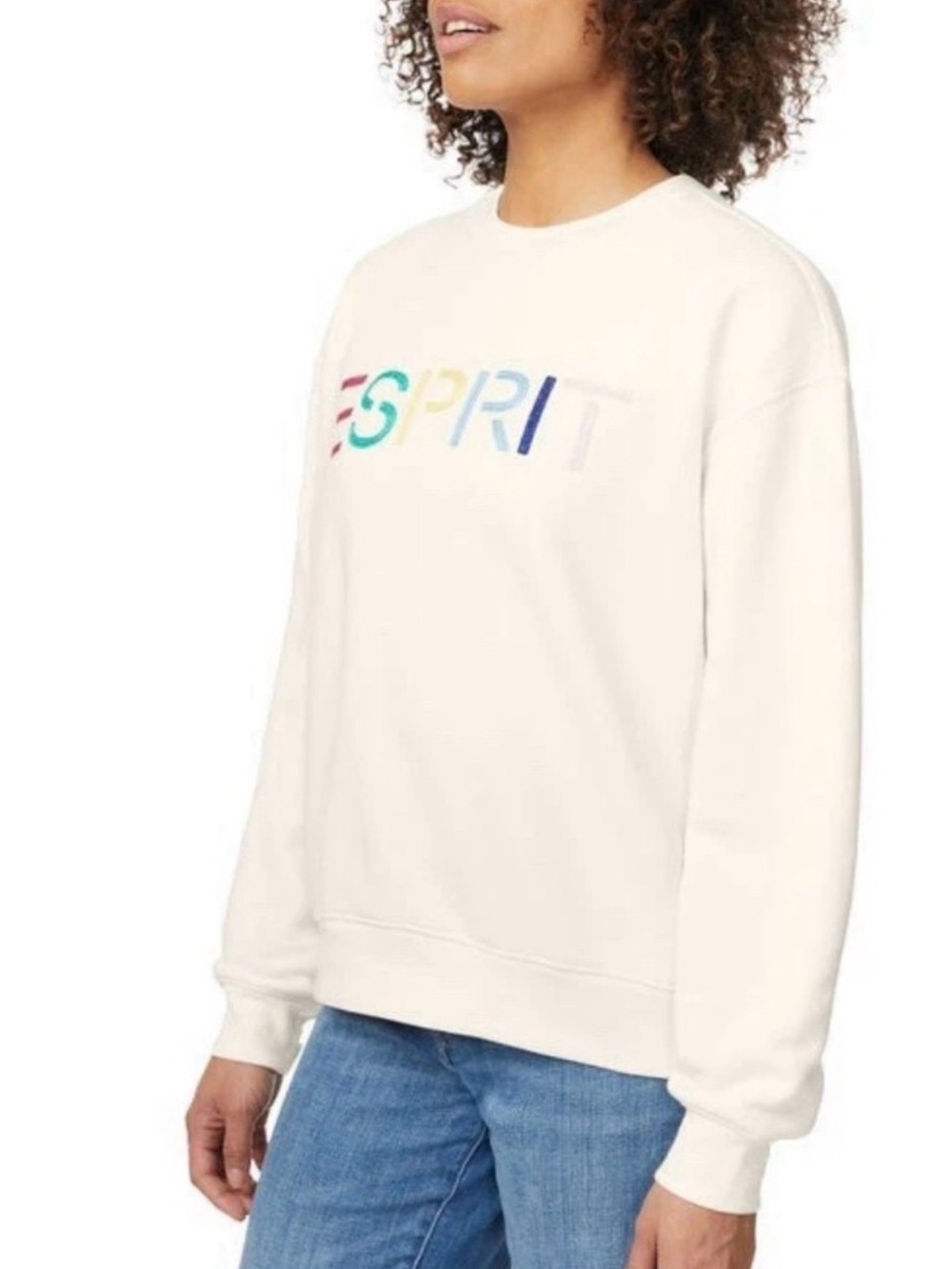 Viral Tik Tok Esprit Cream Logo Tee with Multicolor Embroidery- Size XXL - Picture 8 of 9